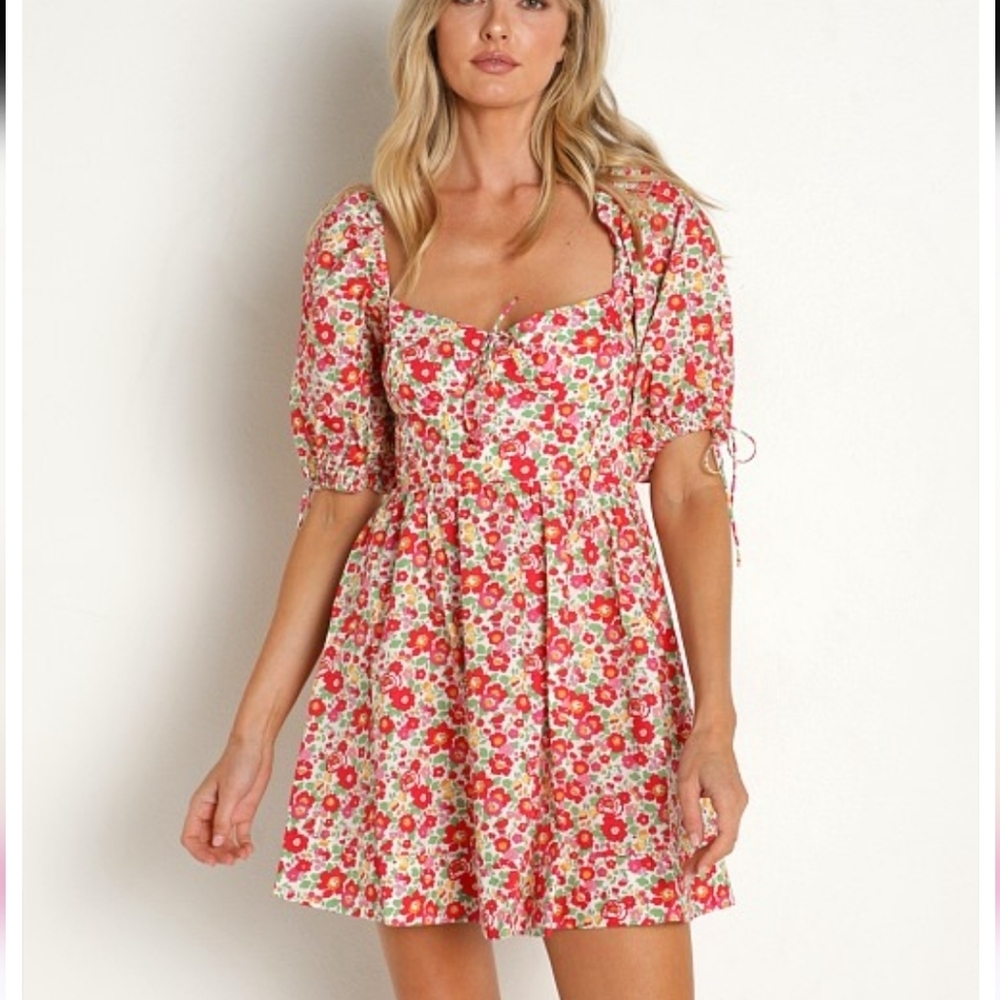 For Love And Lemons Auden Puff Sleeve  Mini Dress Liberty Floral NWT Size XS